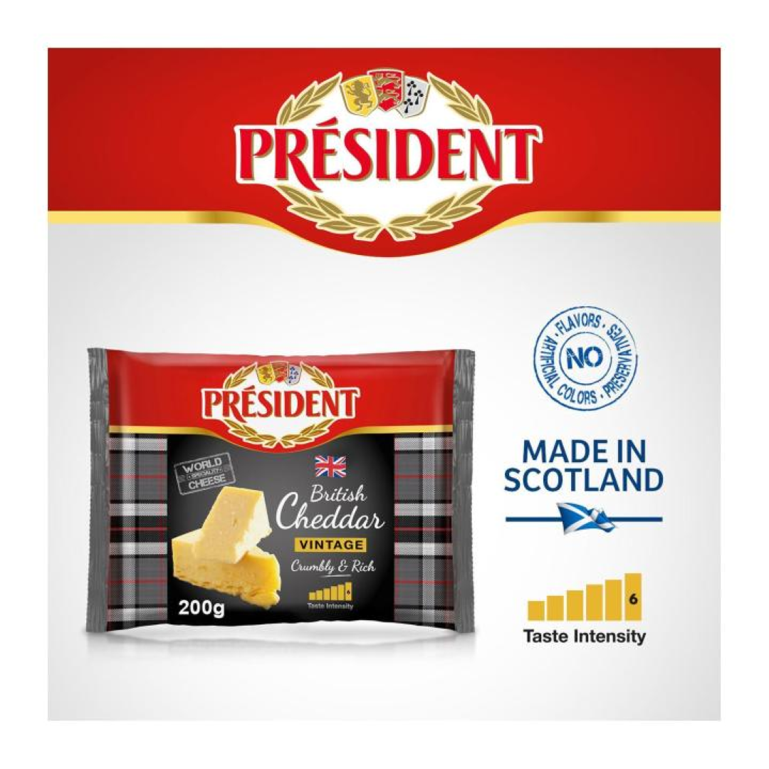 PRESIDENT VINTAGE WHITE CHEDDAR 200G